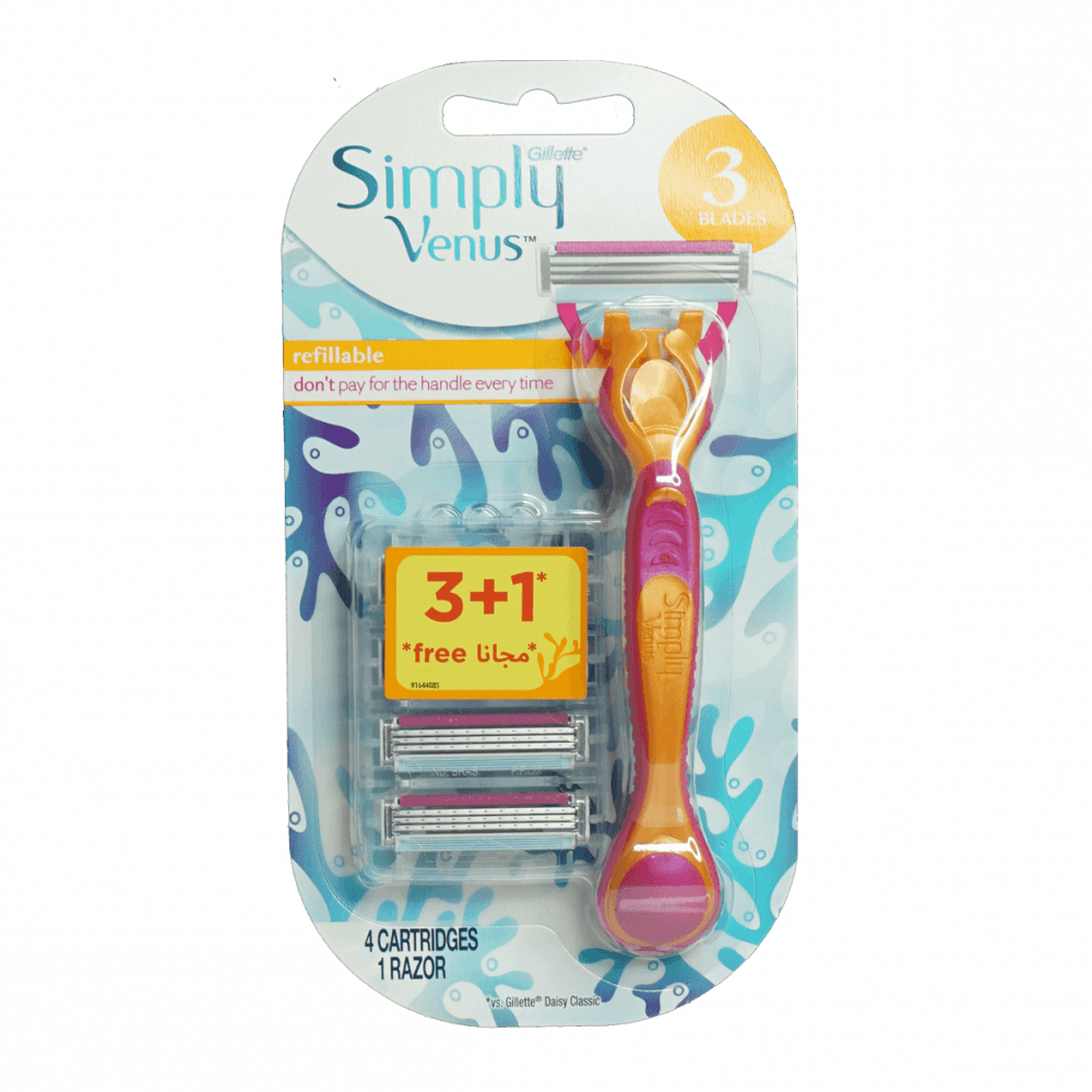 GILLETTE SIMPLY VENUS / 4 CARTRIDGES 1 RAZOR
