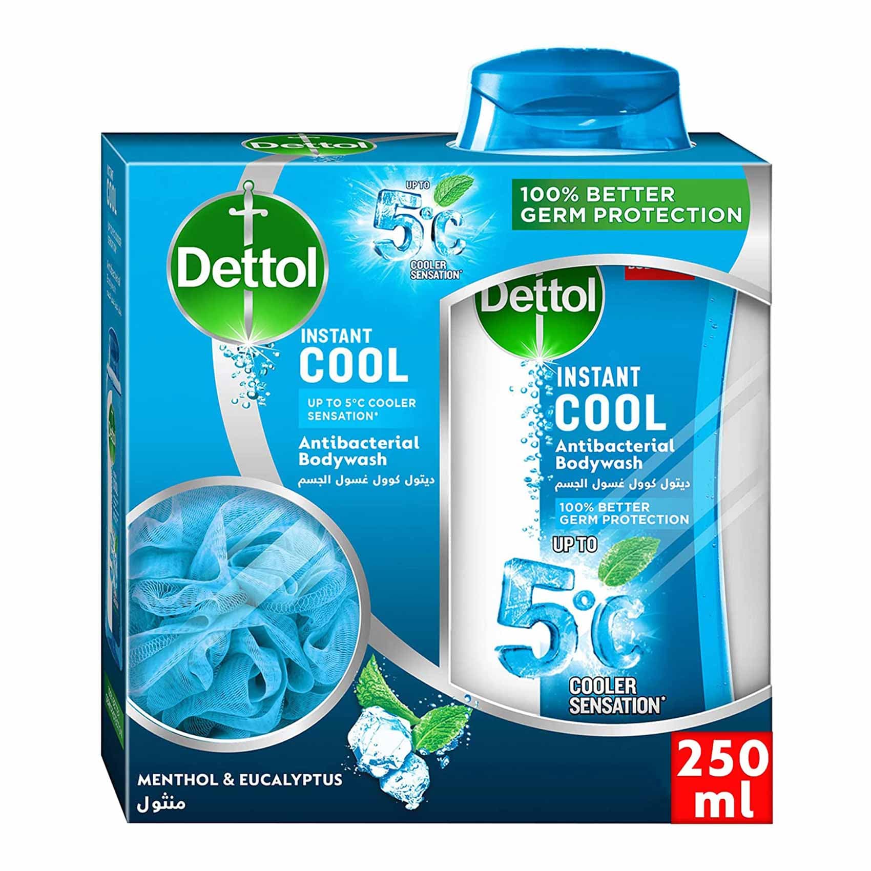 Dettol Cool Body Wash with Puff 250ml