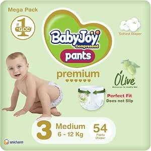 BabyJoy Olive Pants Mega Pack - Size 3, 54 pcs