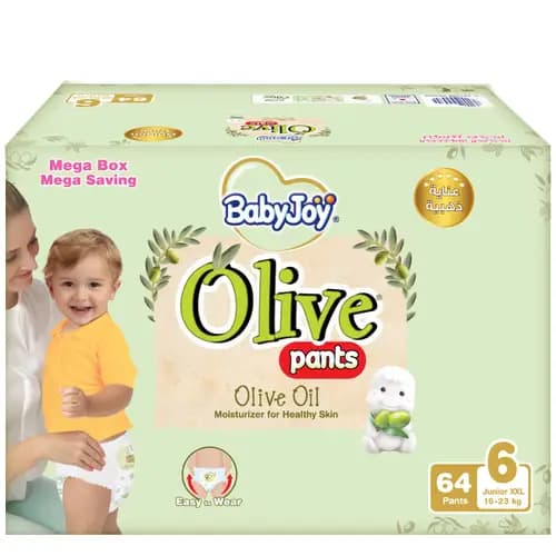 BabyJoy Olive Pants Mega Box - Size 6, 64 pcs