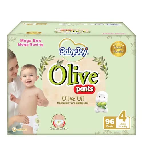 BabyJoy Olive Pants Mega Box - Size 4, 96 pcs