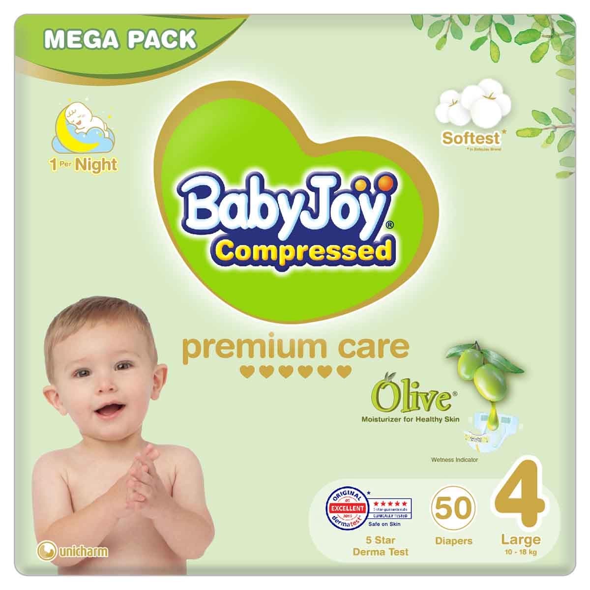BabyJoy Olive Mega Pack - Size 4, 50 pcs