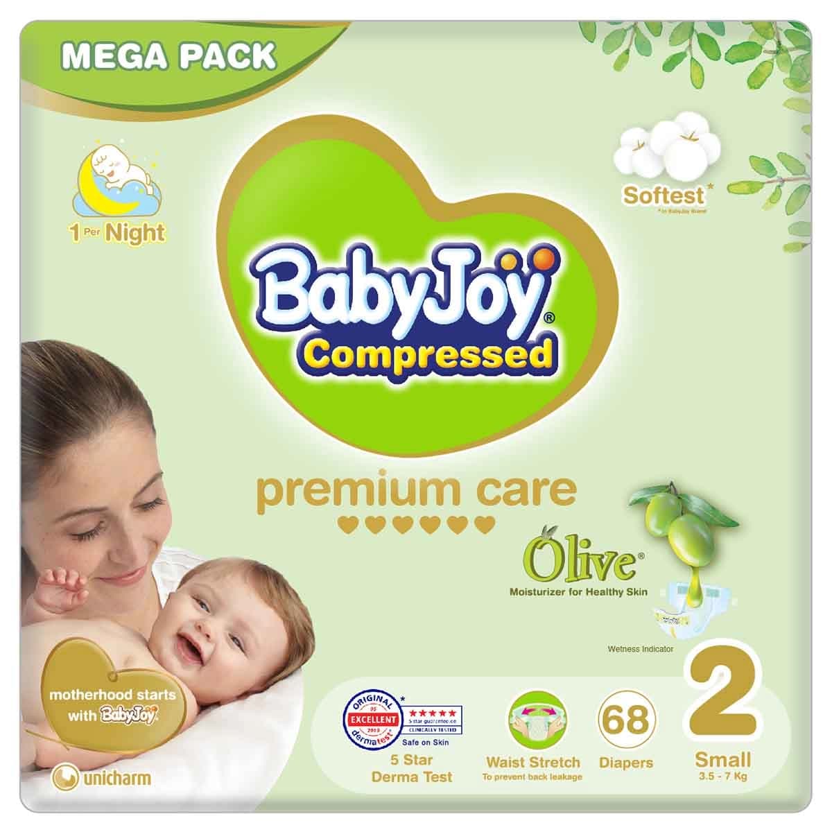 BabyJoy Olive Mega Pack - Size 2, 68 pcs