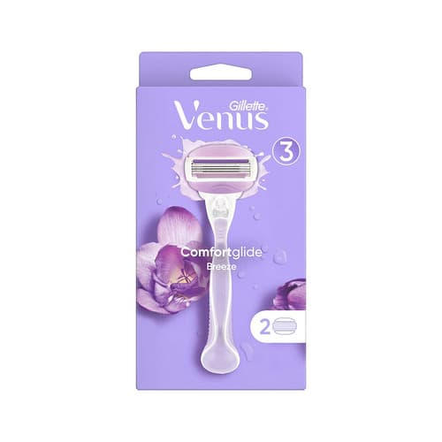 Gillette Venus Comfort Glide Breeze 2-in-1 Razor Handle For Women With 2 Blade Refills