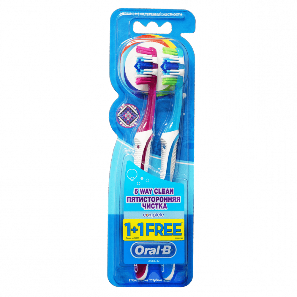 Oral-B 5 Way Clean 1+1 Medium - Toothbrush