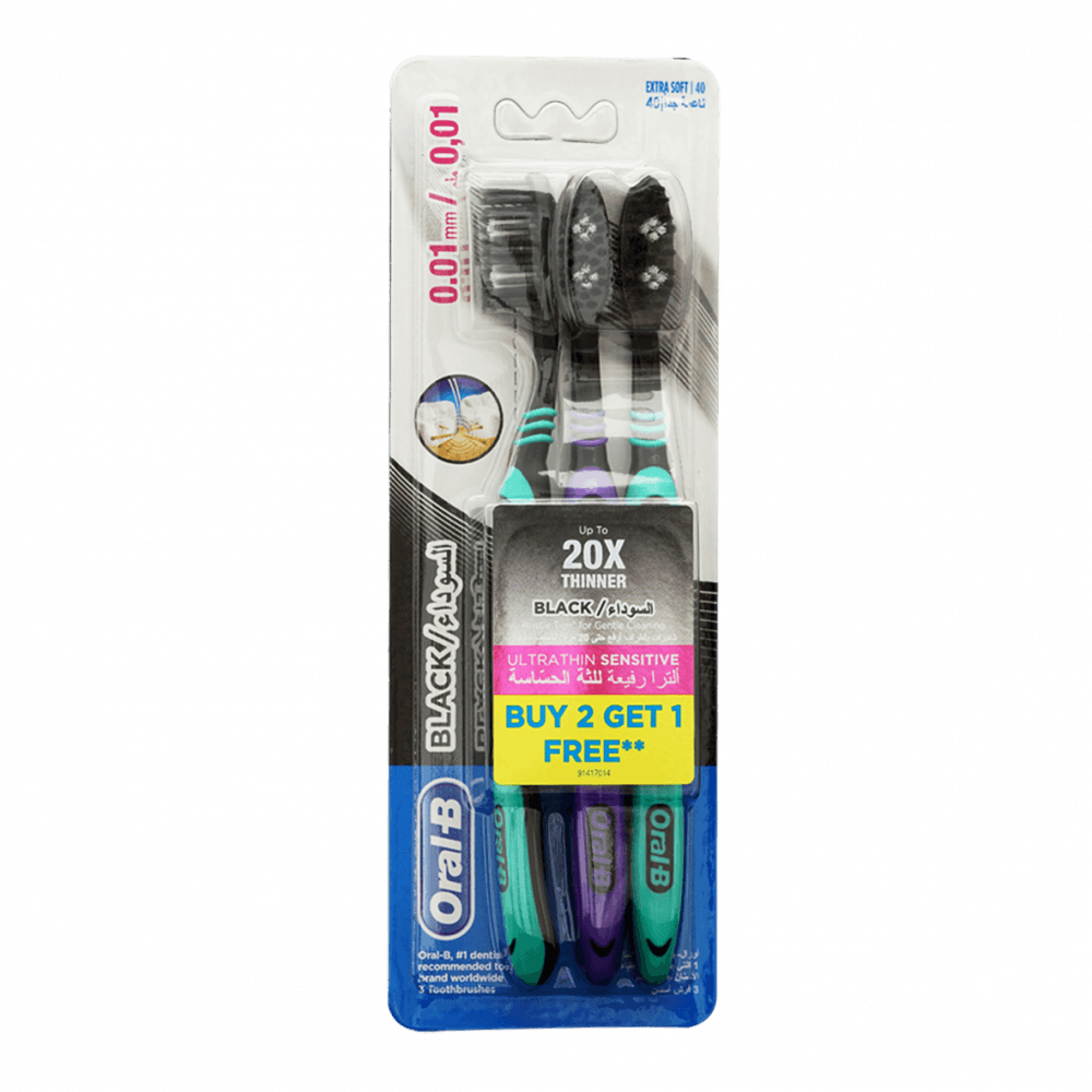 Oral-B Ultra Thin Sensitive Black 2+1 Extra Soft - Toothbrush