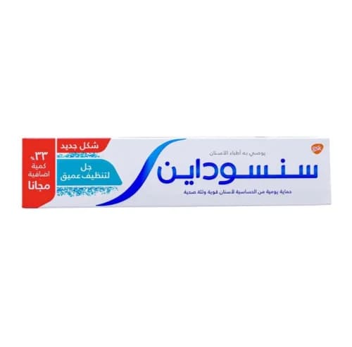 معجون أسنان سنسوداين ديب كلين جل +٣٣٪ خالي من الغلوتين ٧٥ مل