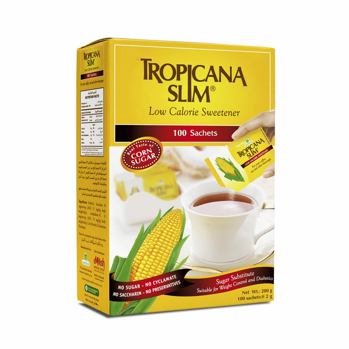 Tropicana Slim Low Calorie Sweetener 100 Sachets 250g