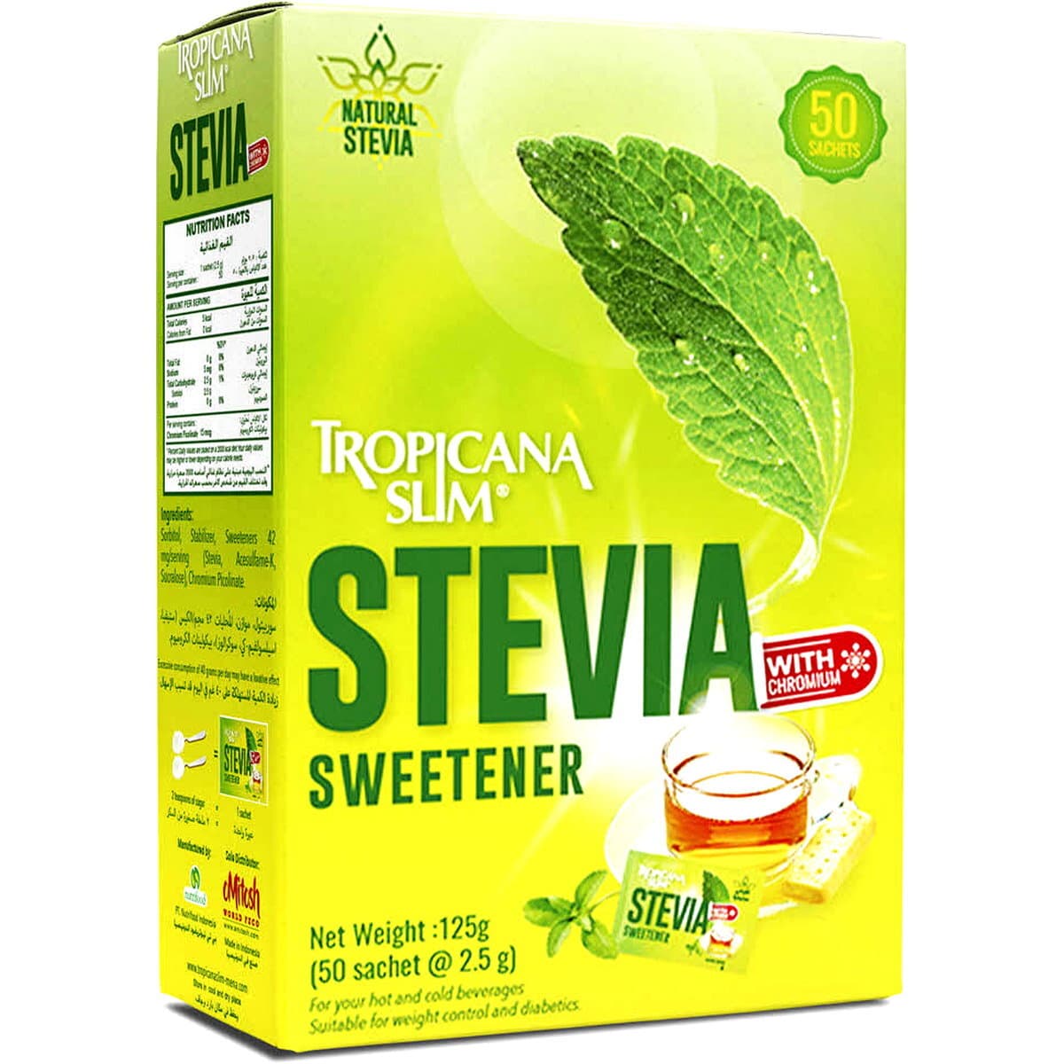 Tropicana Slim Stevia Sweetener 50 Sachets