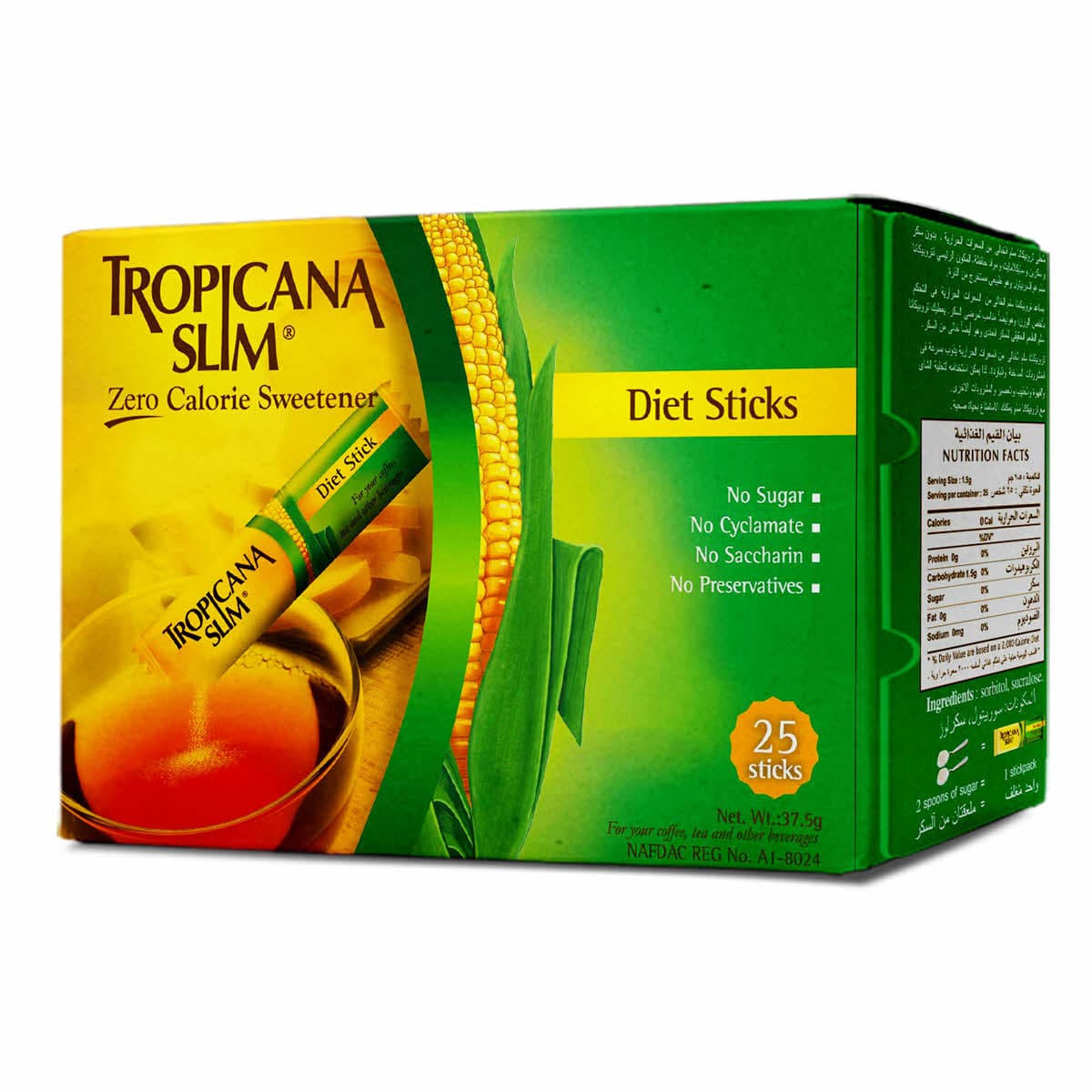 Tropicana Slim Zero Low Calorie Sweetener 25 Sachets