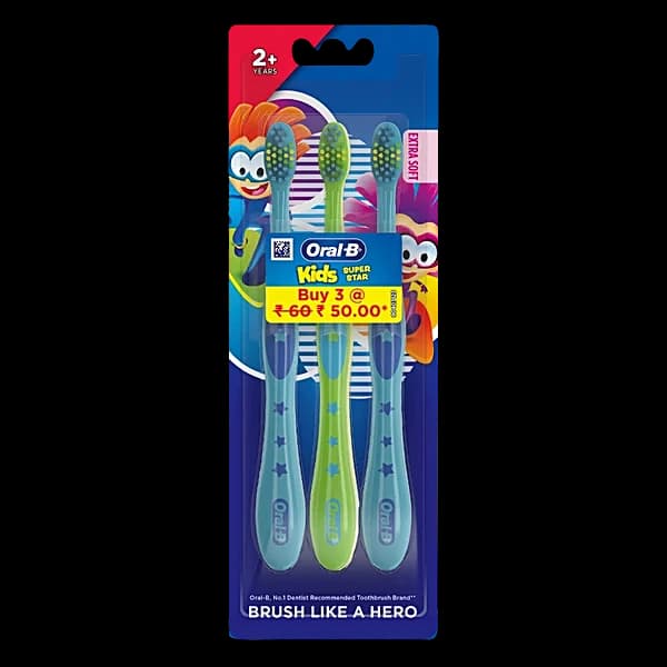 Oral-B Superstar Ultra Soft Toothbrush for Kids 2+ Years - 3 Pack
