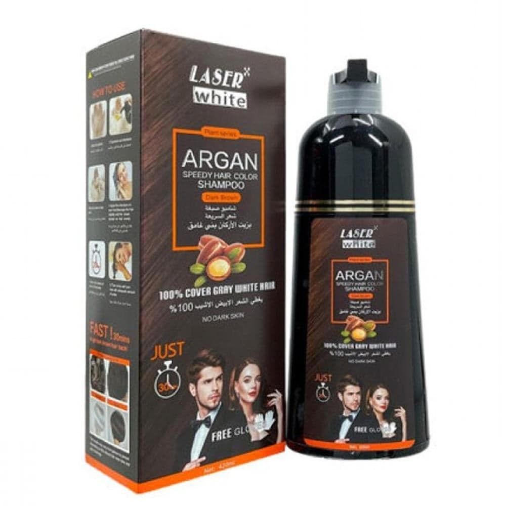Laser White Argan Dark Brown Hair Colour Shampoo 420ml