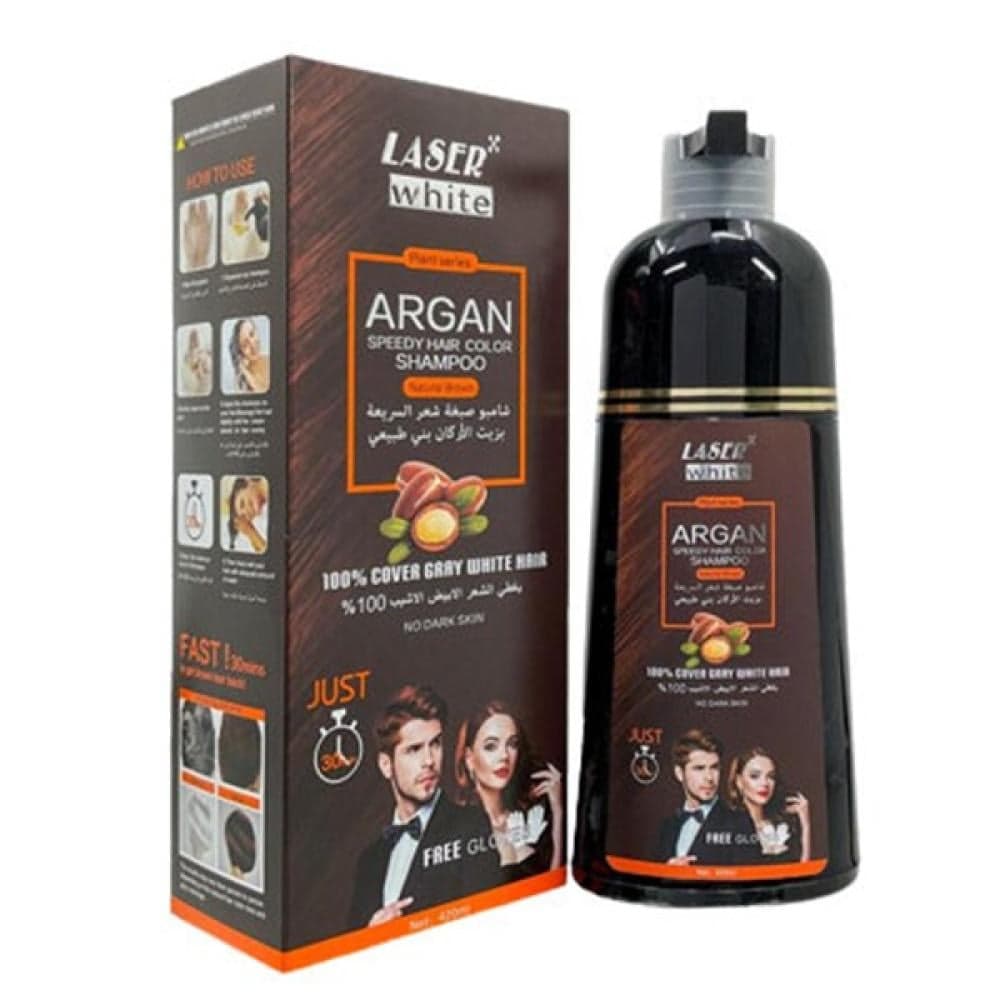 Laser White Argan Natural Brown Hair Colour Shampoo 420ml