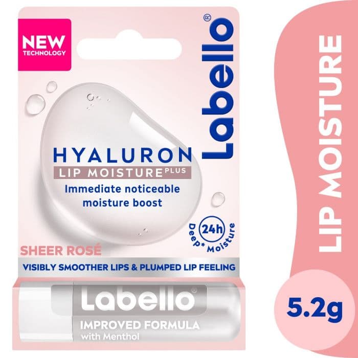 Labello Hyaluron Lip Balm, Sheer Pink, 24-Hour Hydration - 5.2g