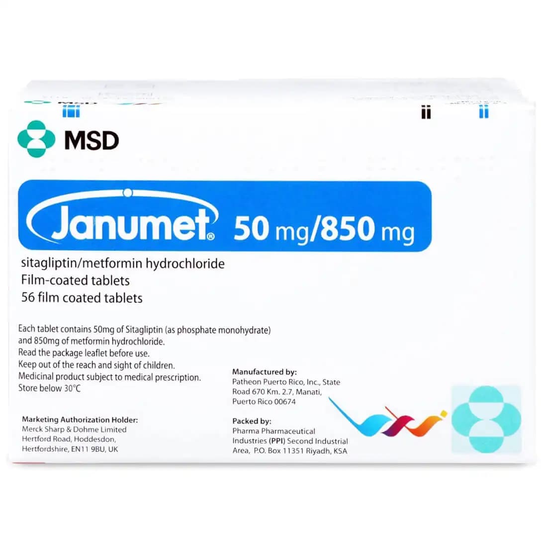 Janumet 50/850 Mg Tablet-56