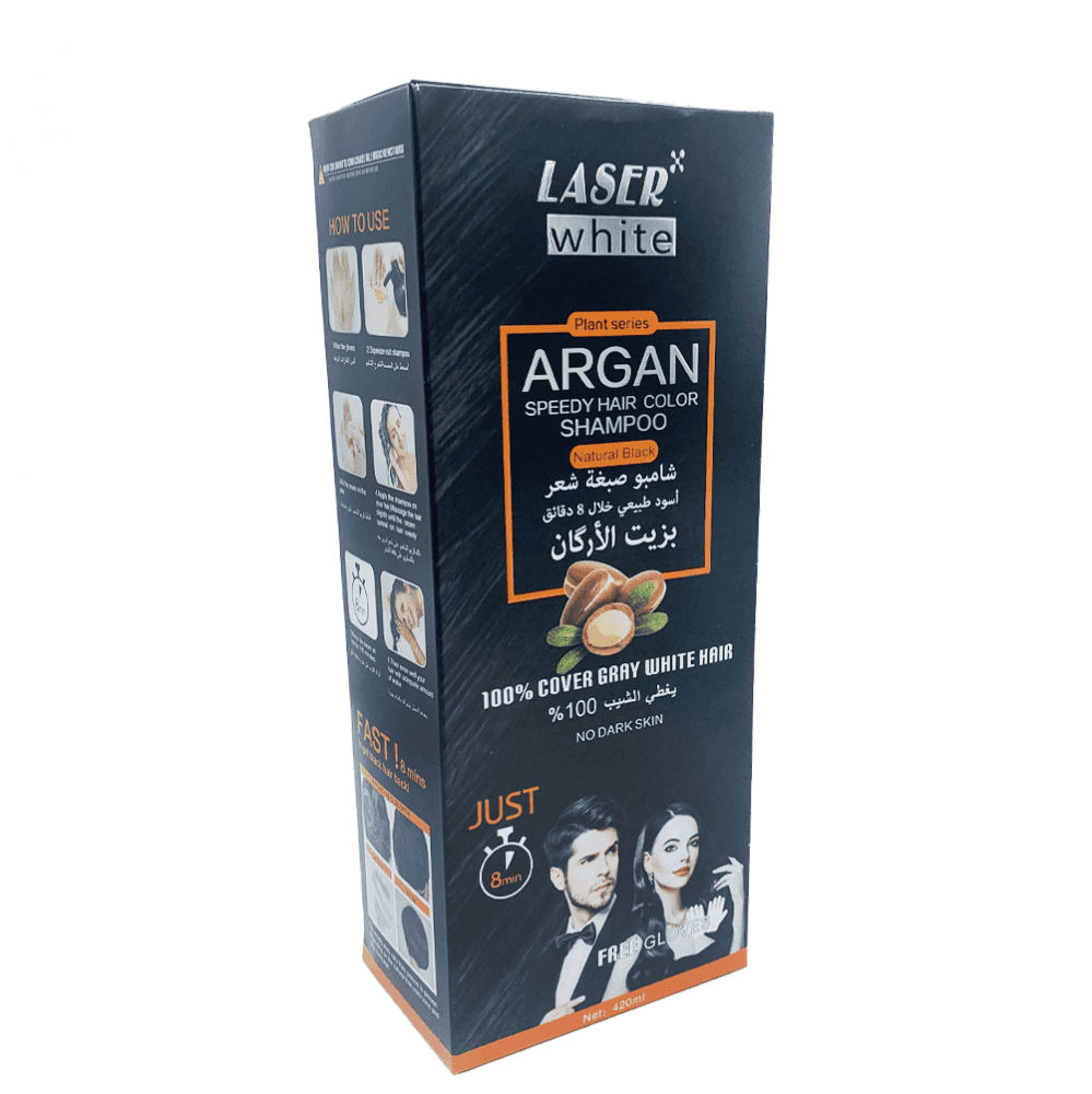 Laser White Argan Black Hair Colour Shampoo 420ml