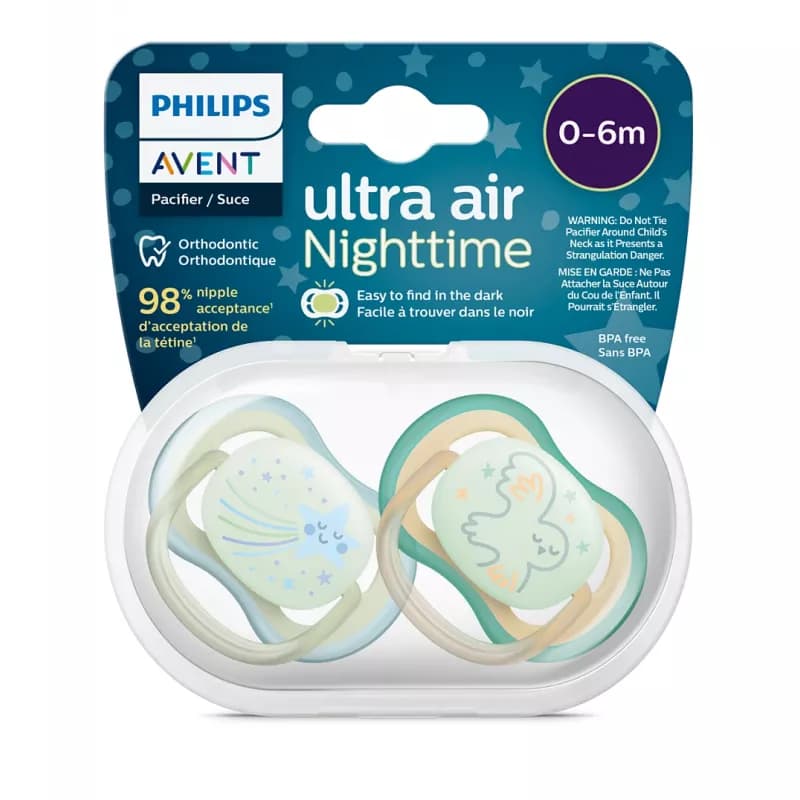 Philips Avent Ultra Air Nighttime Soother 0-6M Blue (2 pcs)